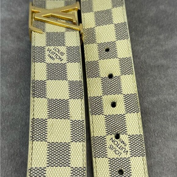 Louis Vuitton Damier Azur M9609 95/38 Initiales Belt Gold Buckle - Picture 6 of 12